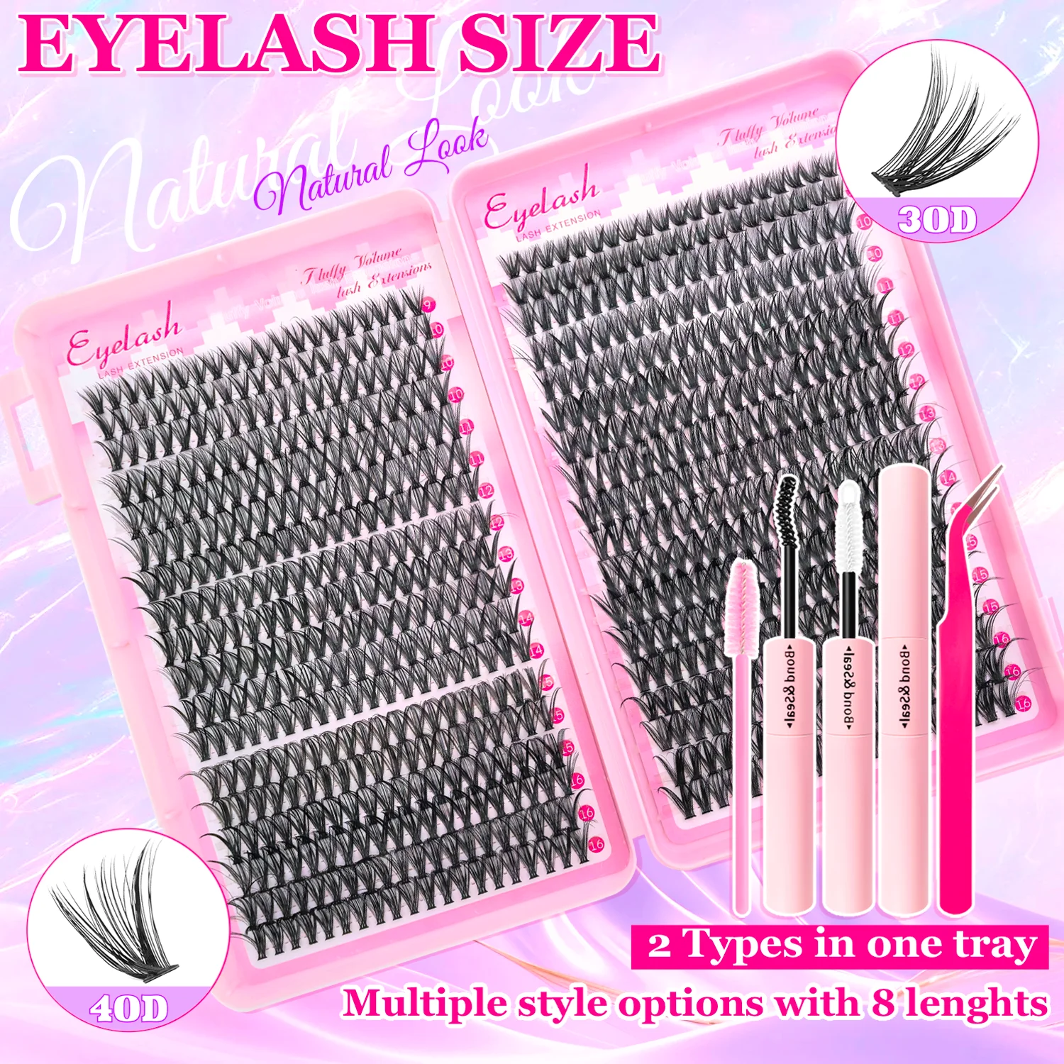 720/200pcs Eyelash Extension Kit with Bond and Seal